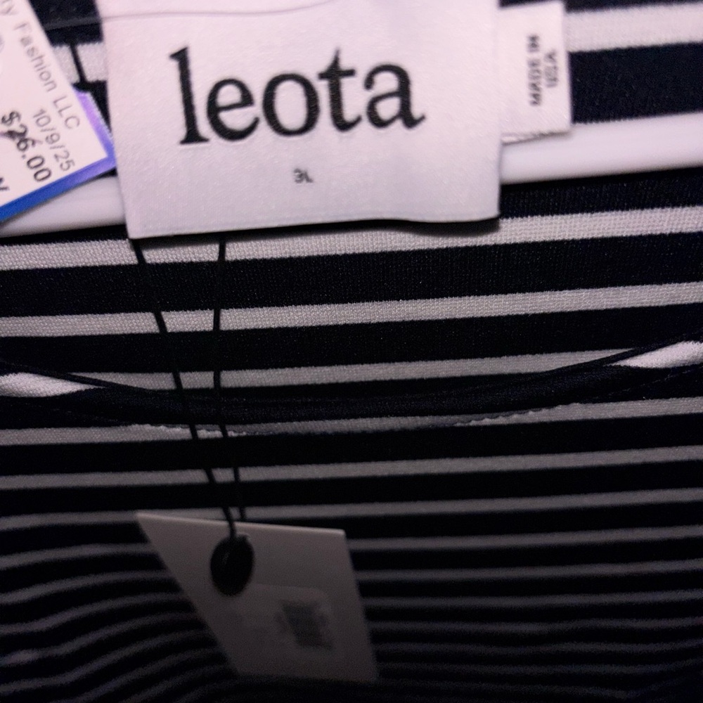 Leota Black and White Striped Dress‎